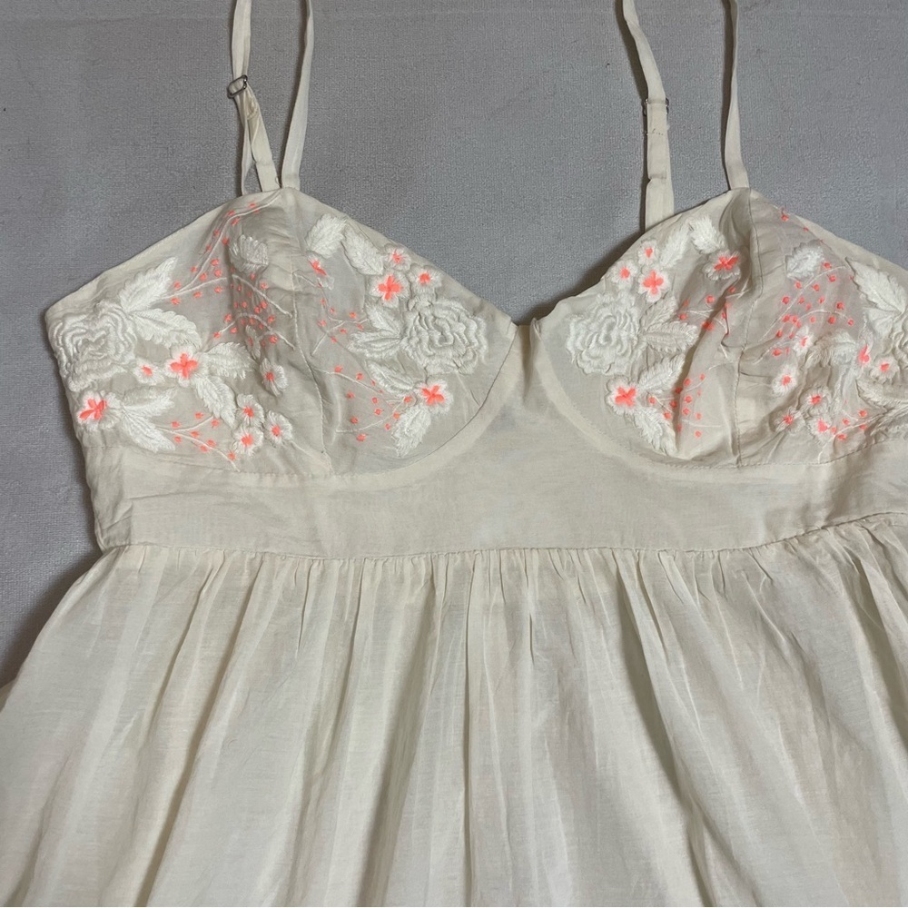 New Free People Ivory Cotton Embroidered Slip Dress Size M - Picture 11 of 11